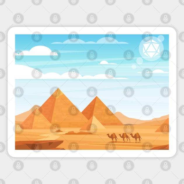 Desert Egyptian Pyramids Polyhedral Dice Sun Magnet by pixeptional